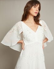 Cali Embellished Cape Sleeve Wedding Dress, Ivory (IVORY), large