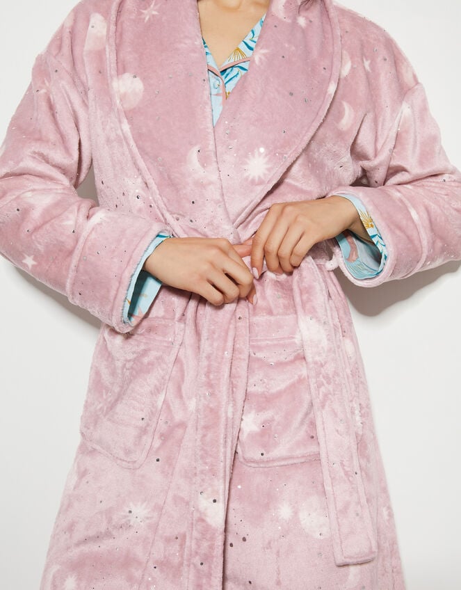 Sami Star Print Dressing Gown, Pink (PINK), large