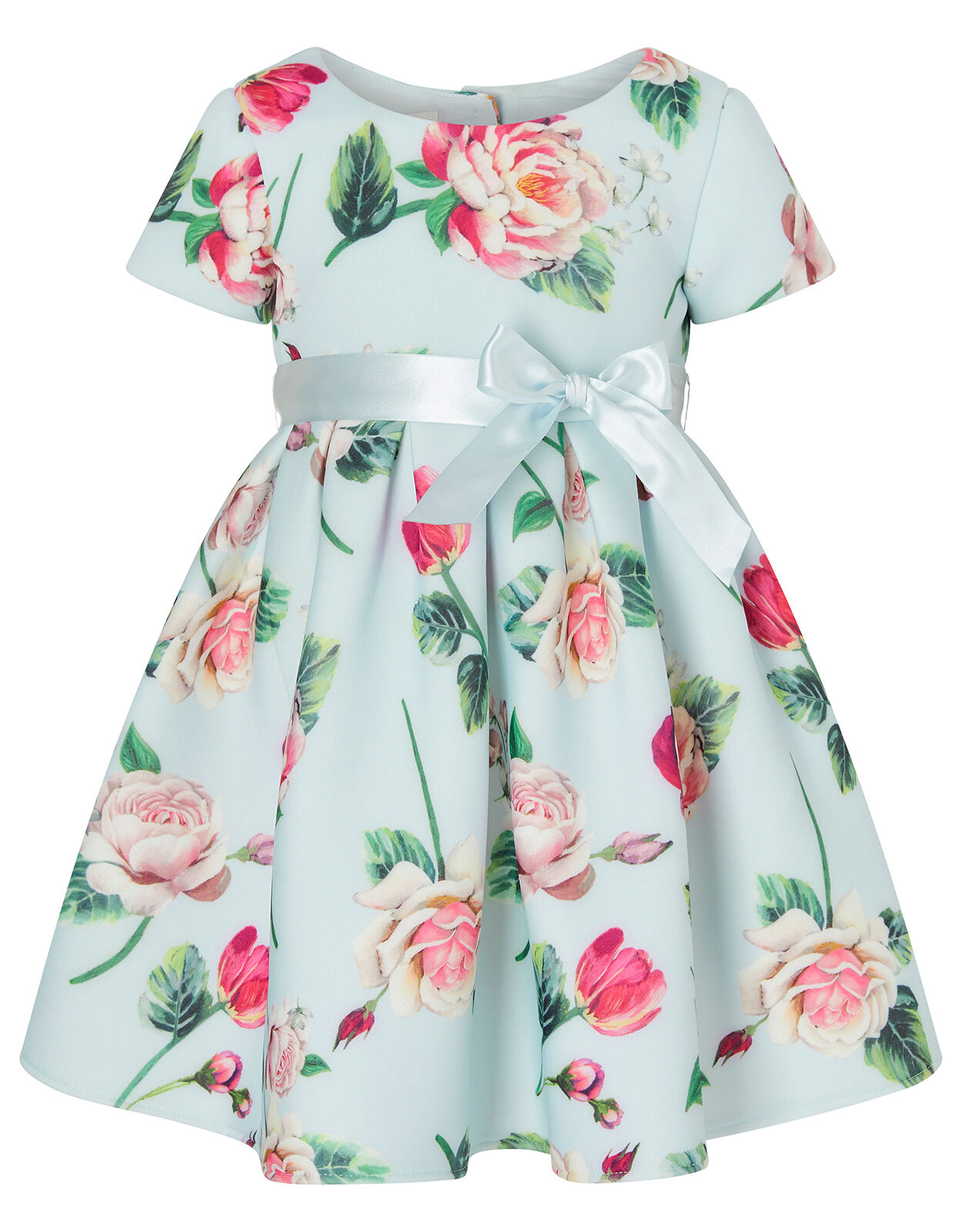 Baby Floral Scuba Dress Blue