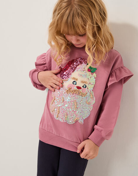 Sequin Santa Christmas Sweatshirt, Pink (PINK), large