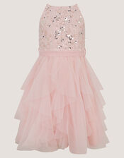 Gracie Embellished Waterfall Dress, Pink (PALE PINK), large