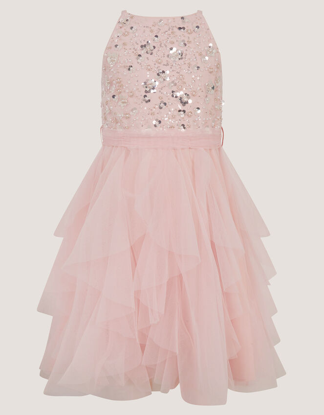 Gracie Embellished Waterfall Dress, Pink (PALE PINK), large