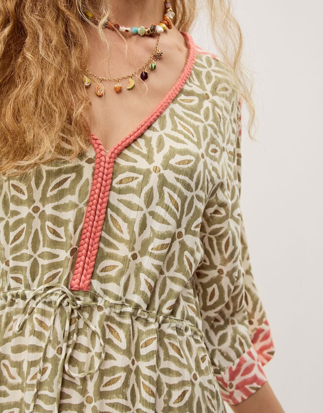 Elma Print Midi Beach Dress, Green (KHAKI), large