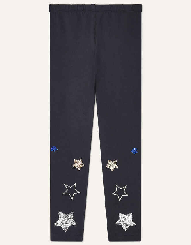 Star Print Leggings , Blue (NAVY), large