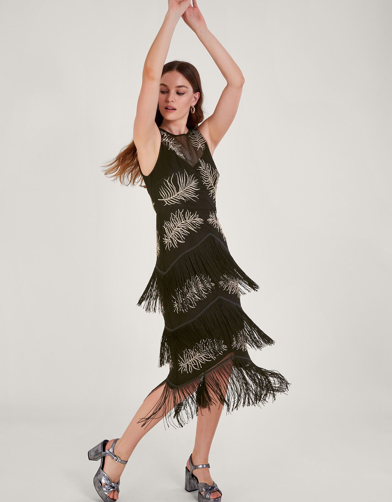 Monsoon fringe dress clearance