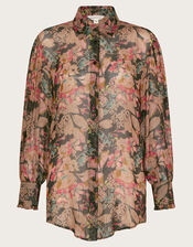 Felicity Metallic Floral Shirt, Black (BLACK), large
