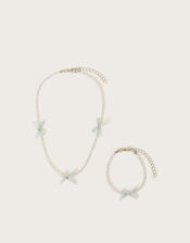 Beaded Bow Necklace and Bracelet Set, , large