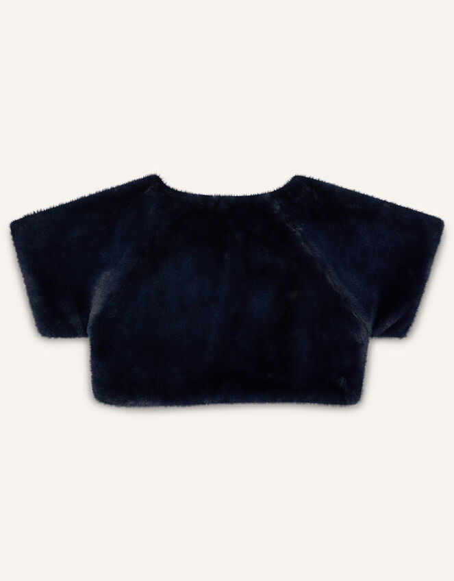 Faux Fur Shrug, Blue (NAVY), large