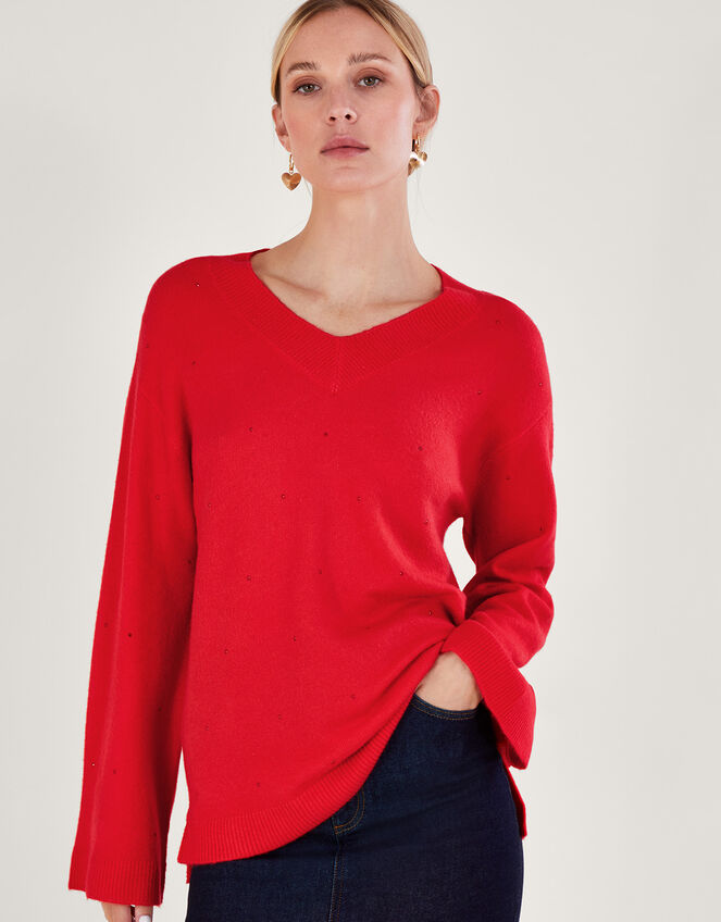 Han Heatseal Embellished Sweater , Red (RED), large