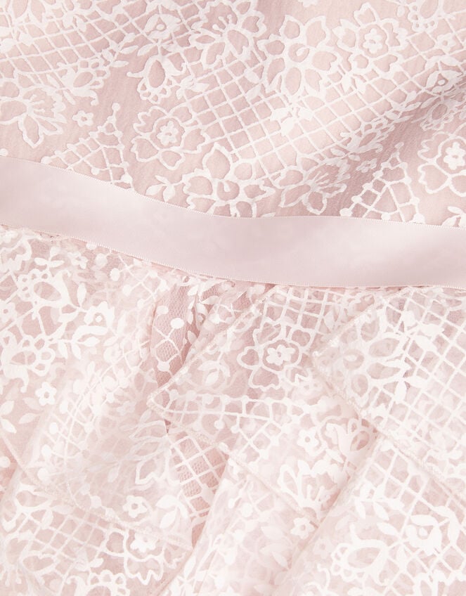 Illena Lace Print Ruffle Dress, Pink (PINK), large