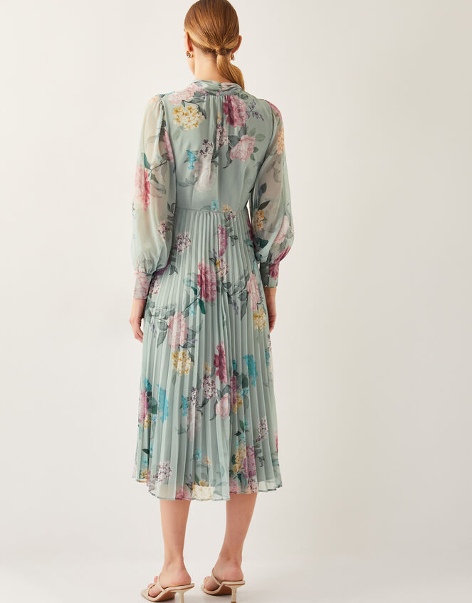 Agnes Floral Pleated Midi Dress, Green (SAGE), large