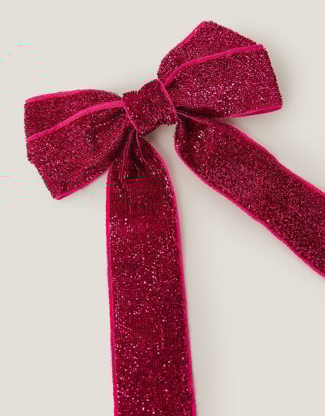 Long Sparkle Bow Hair Clip, , large