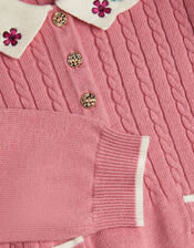 Baby Embroidered Cable Knit Dress, Pink (PINK), large