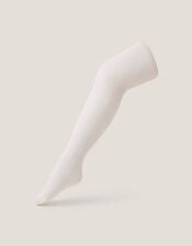 30 Denier Semi-Sheer Bow Tights, White (WHITE), large