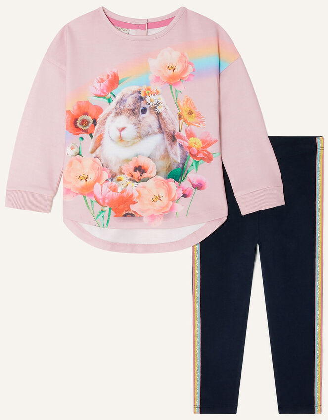 Baby Bunny Photo Sweatshirt and Legging Set, Pink (PINK), large