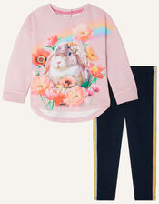 Baby Bunny Photo Sweatshirt and Legging Set, Pink (PINK), large