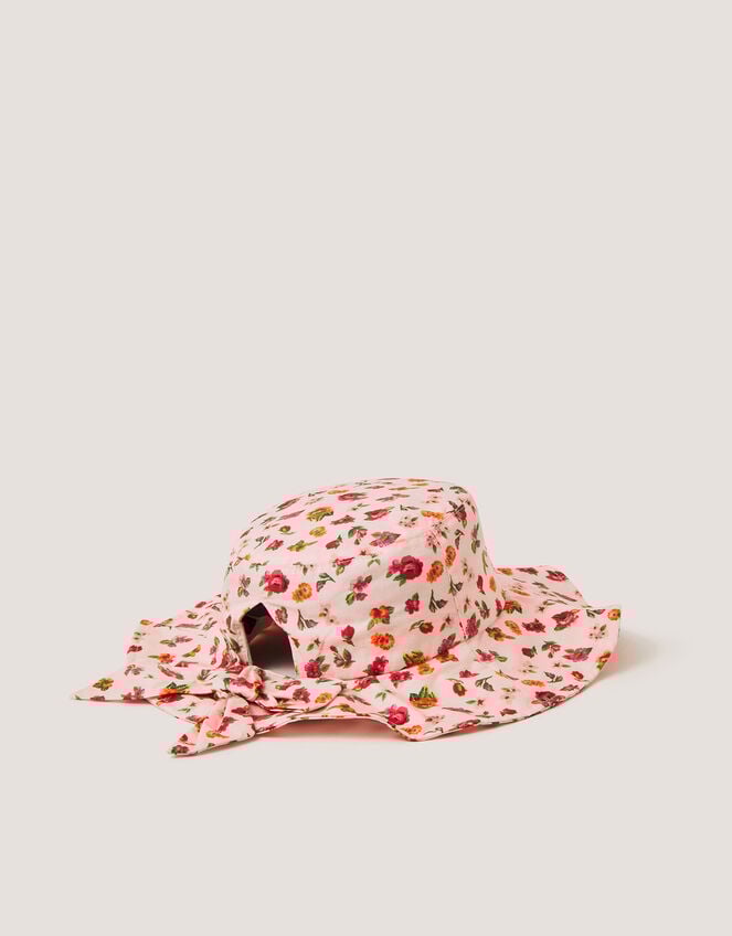 Floral Print Bow Bucket Hat, Multi (MULTI), large