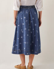 Harper Denim Daisy Midi Skirt, Blue (DENIM BLUE), large
