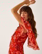 Tallie Floral Cape Maxi Dress, Orange (RUST), large
