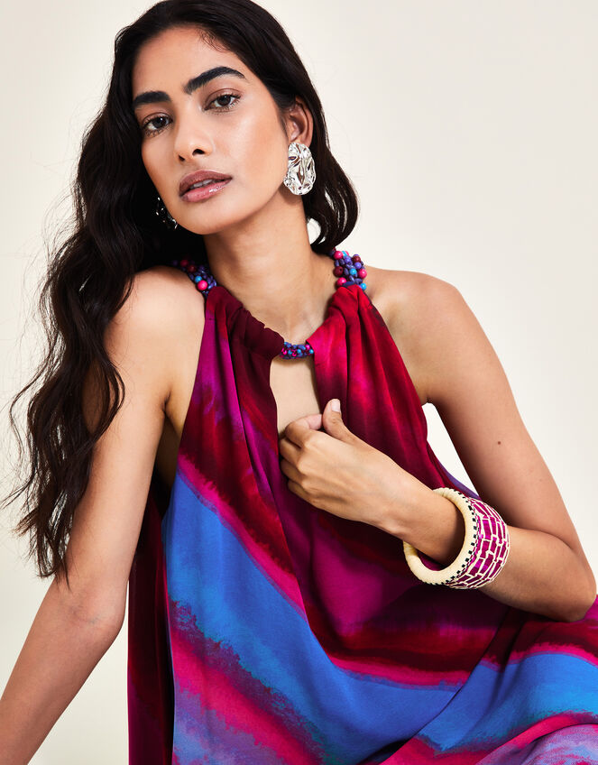 Eliza Beaded Halter Dress, Red (RED), large