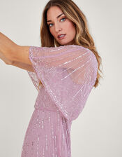 Elizabeth Embellished Maxi Dress in Recycled Polyester, Pink (PINK), large