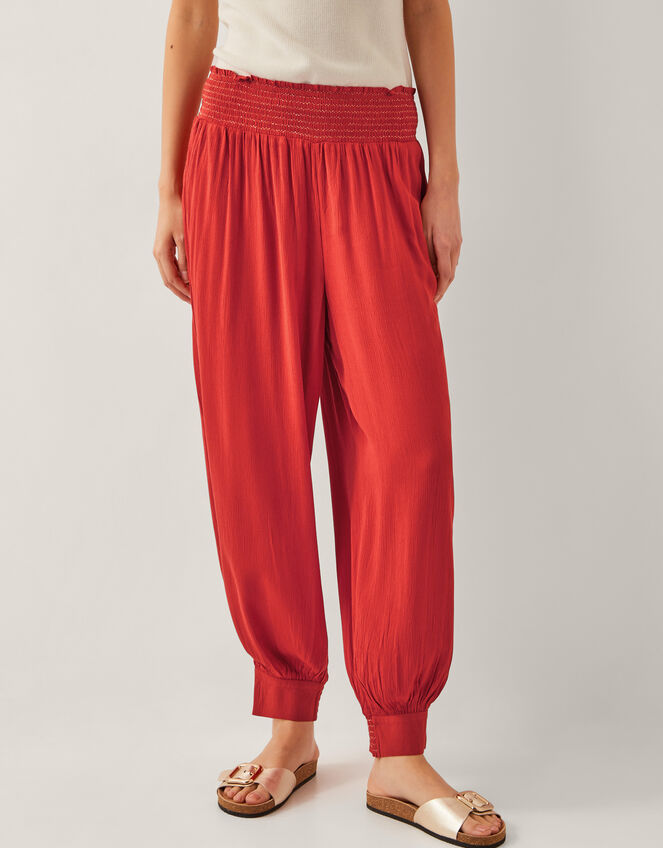 Reese Shirred Harem Trousers, Orange (RUST), large