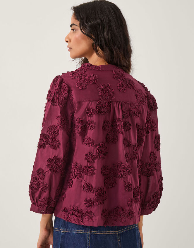 Blair Floral Appliqué Blouse, Red (CHERRY), large