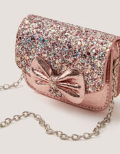 Mini Glitter Bow Metallic Bag, , large