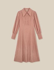 Skye Stretch Corduroy Midi Shirt Dress, Pink (PINK), large
