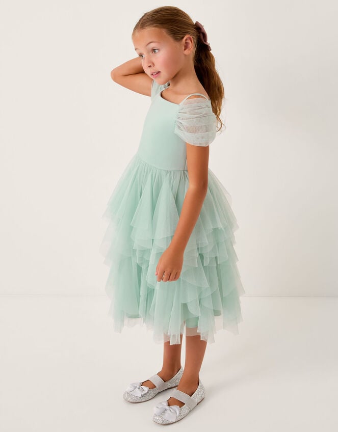 Scarlet Off-The-Shoulder Tulle Dress, Green (SAGE), large