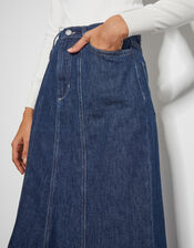 Fran Seam Denim Maxi Skirt, Blue (INDIGO), large