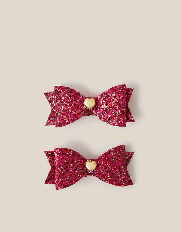2-Pack Glitter Bow Hair Clips, , large