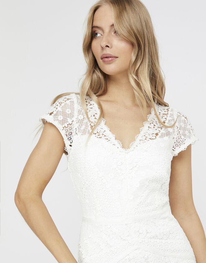 Nellie Floral Lace Bridal Dress, Ivory (IVORY), large