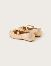 Jewel Butterfly Shimmer Ballerina Flats, Gold (GOLD), large