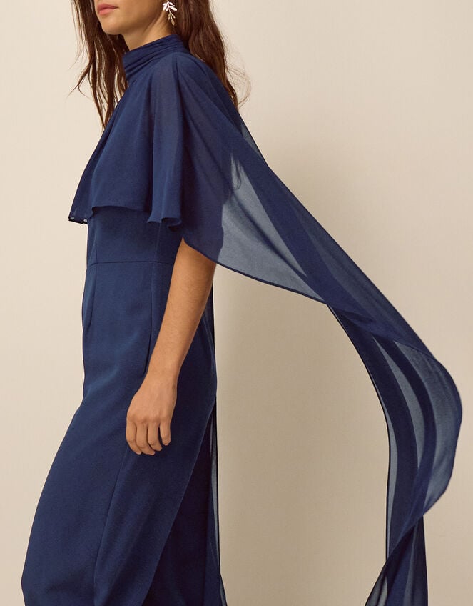 Valerie Cape Wide Leg Jumpsuit, Blue (NAVY), large