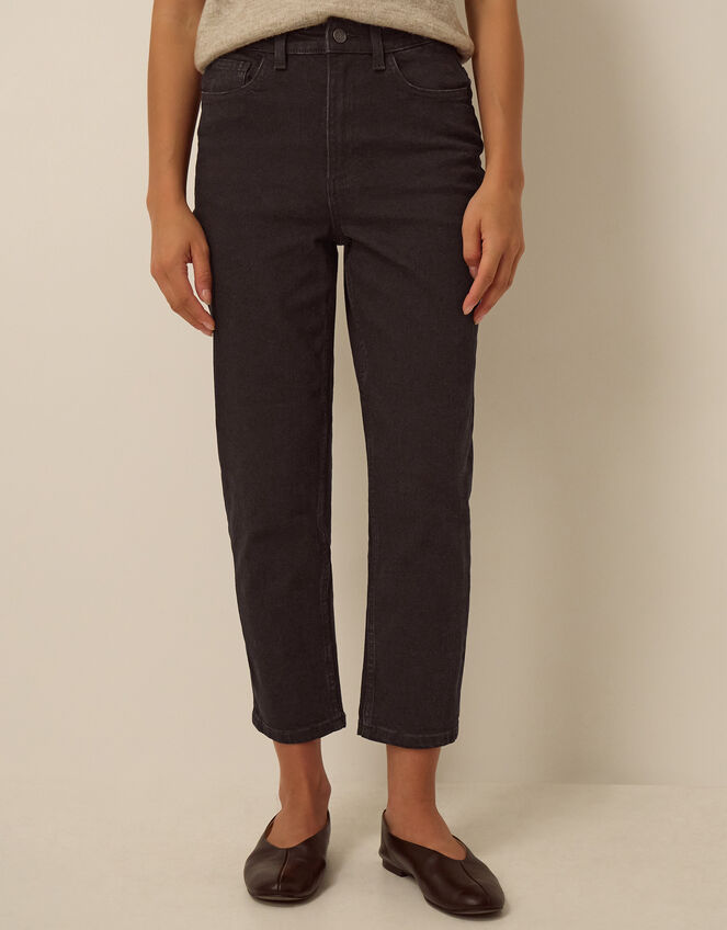 Julia Cropped Cigarette Jeans, Black (BLACK), large