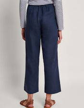 Parker Linen Crop Trousers, Blue (NAVY), large