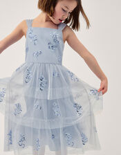 Ingrid Floral Sequin Tiered Party Dress, Blue (PALE BLUE), large