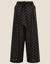 Pindot Scallop Crop Trousers, Black (BLACK), large