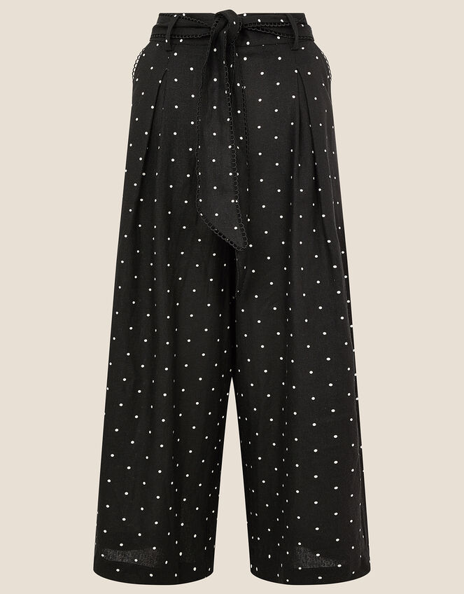 Pindot Scallop Crop Trousers, Black (BLACK), large
