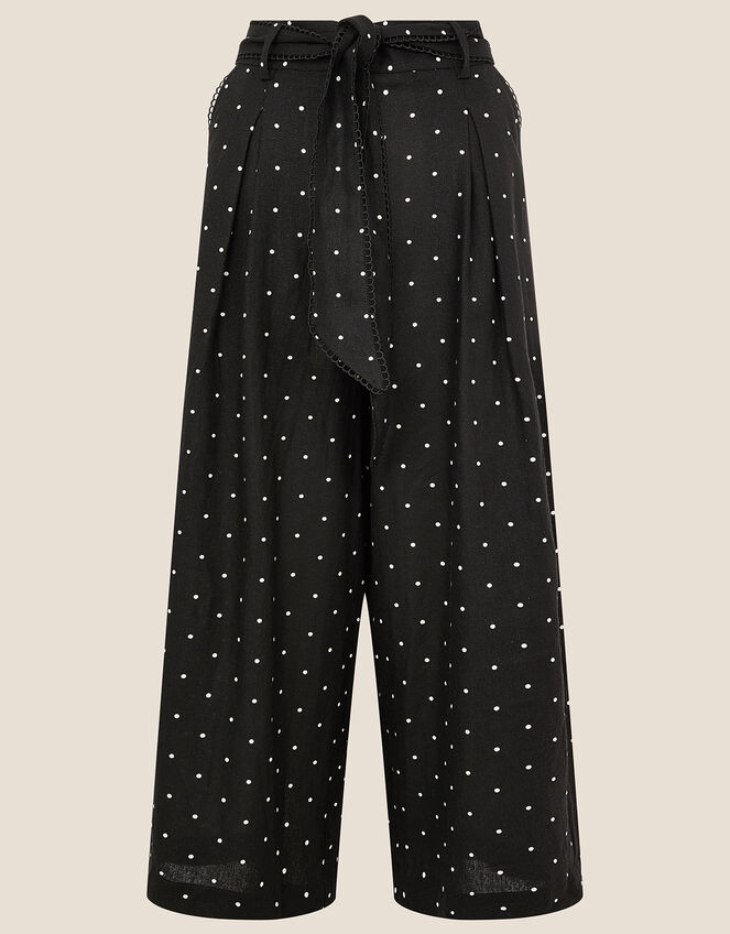 Pindot Scallop Crop Trousers, Black (BLACK), large