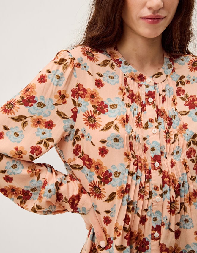 Olive Floral Print Blouse, Ivory (IVORY), large