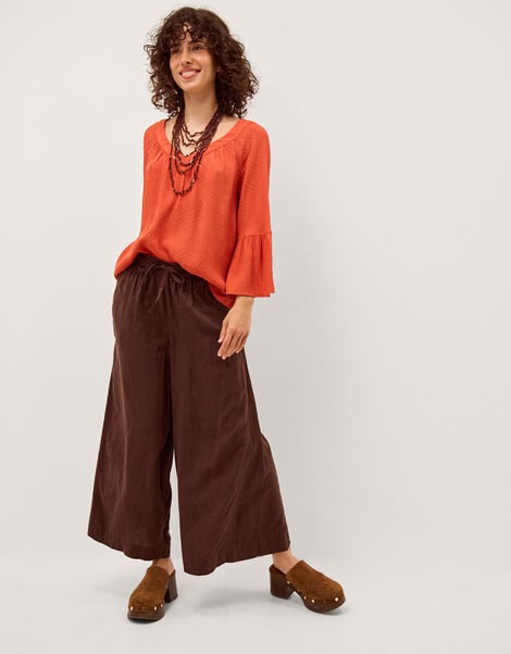 Kallie Flute Sleeve Dobby Blouse, Orange (ORANGE), large