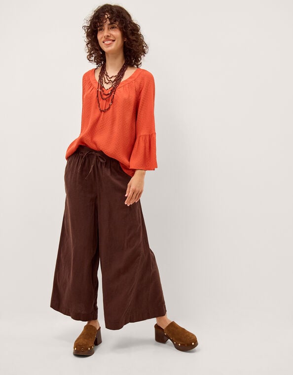 Kallie Flute Sleeve Dobby Blouse, Orange (ORANGE), large