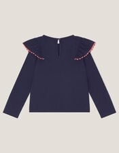 Christmas Sequin Bear Top, Blue (NAVY), large