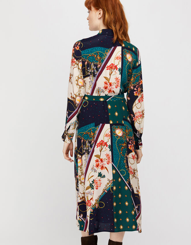 Pearly Queen Printed Shirt Dress, Teal (TEAL), large