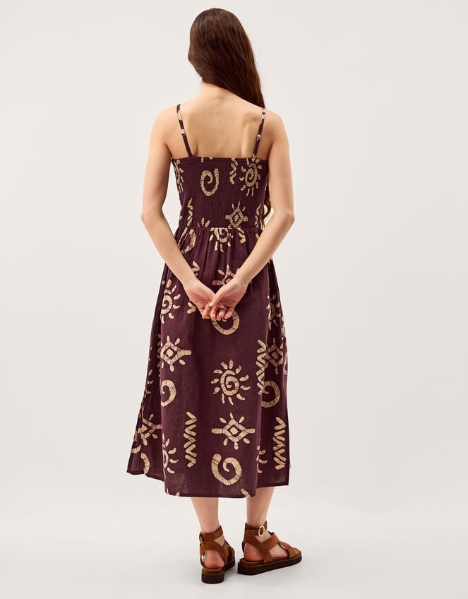Mafalda Print Bandeau Midi Dress, Brown (CHOCOLATE), large