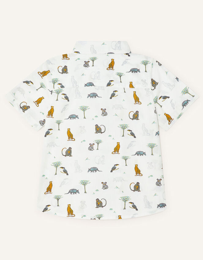 Wild Animal Print Shirt, White (WHITE), large