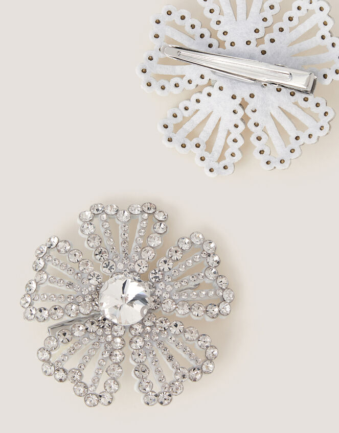 2-Pack Diamant&eacute; Flower Hair Clips, , large