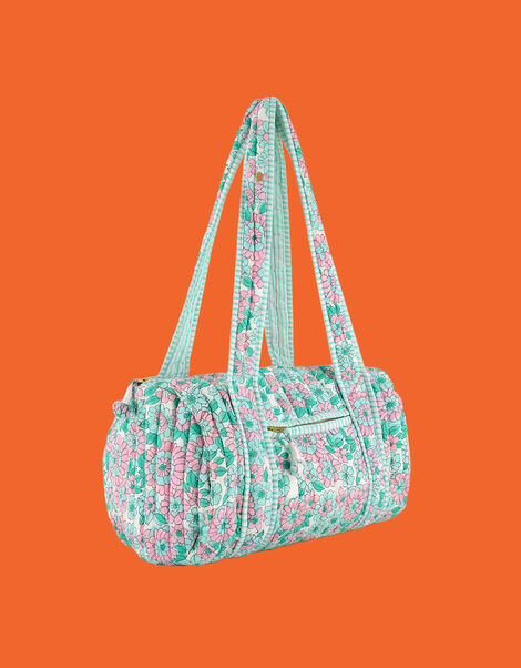Dilli Grey Floral Print Bowling Bag, , large